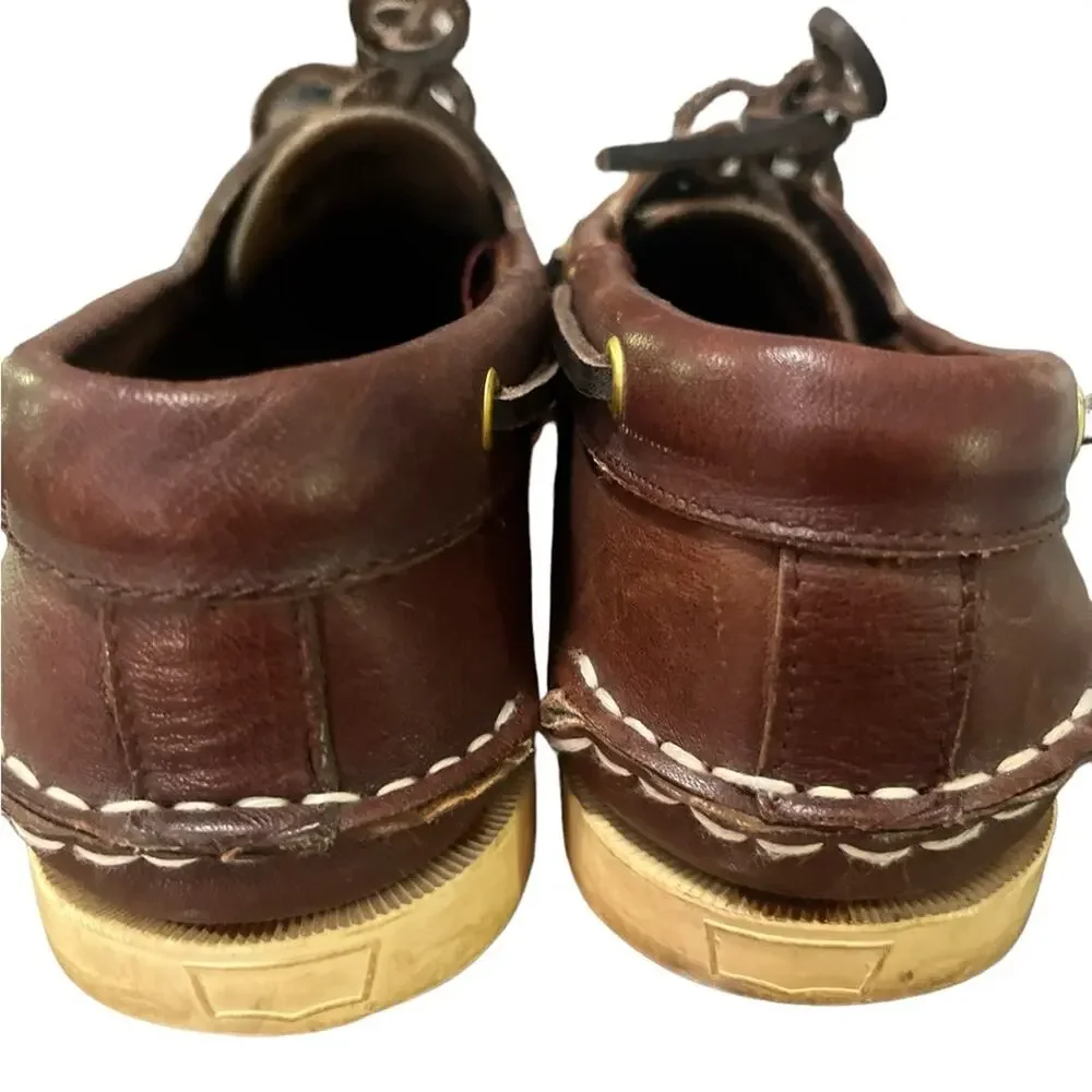 Vtg Levi’s Brown Leather Deck Loafer Slip On Preppy Old Money Boat Shoe Mens 8